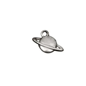 Saturn Drop Charm 15x8mm Silver Plated (1 Piece)