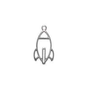 Rocket Drop Charm 16x27mm Silver Plated (1 Piece)