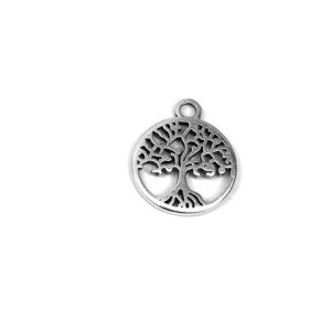 Tree of Life Drop Charm 15mm Silver Plated (1 Piece)